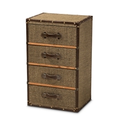 Baxton Studio Owen Mid-Century Modern Brown Fabric Upholstered 4-Drawer Accent Storage Cabinet
